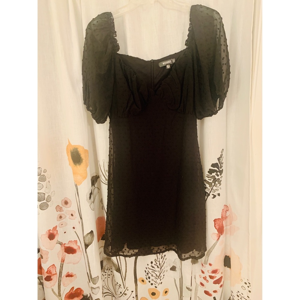 Black Dobby Milkmaid Skater Dress